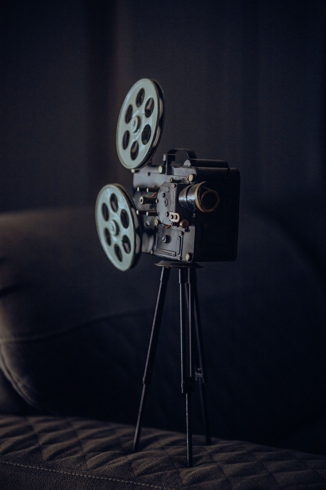A vintage film camera in low light