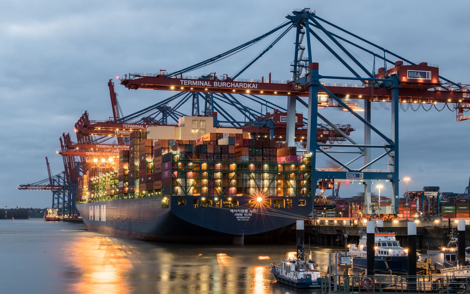 A container ship loaded with cargo