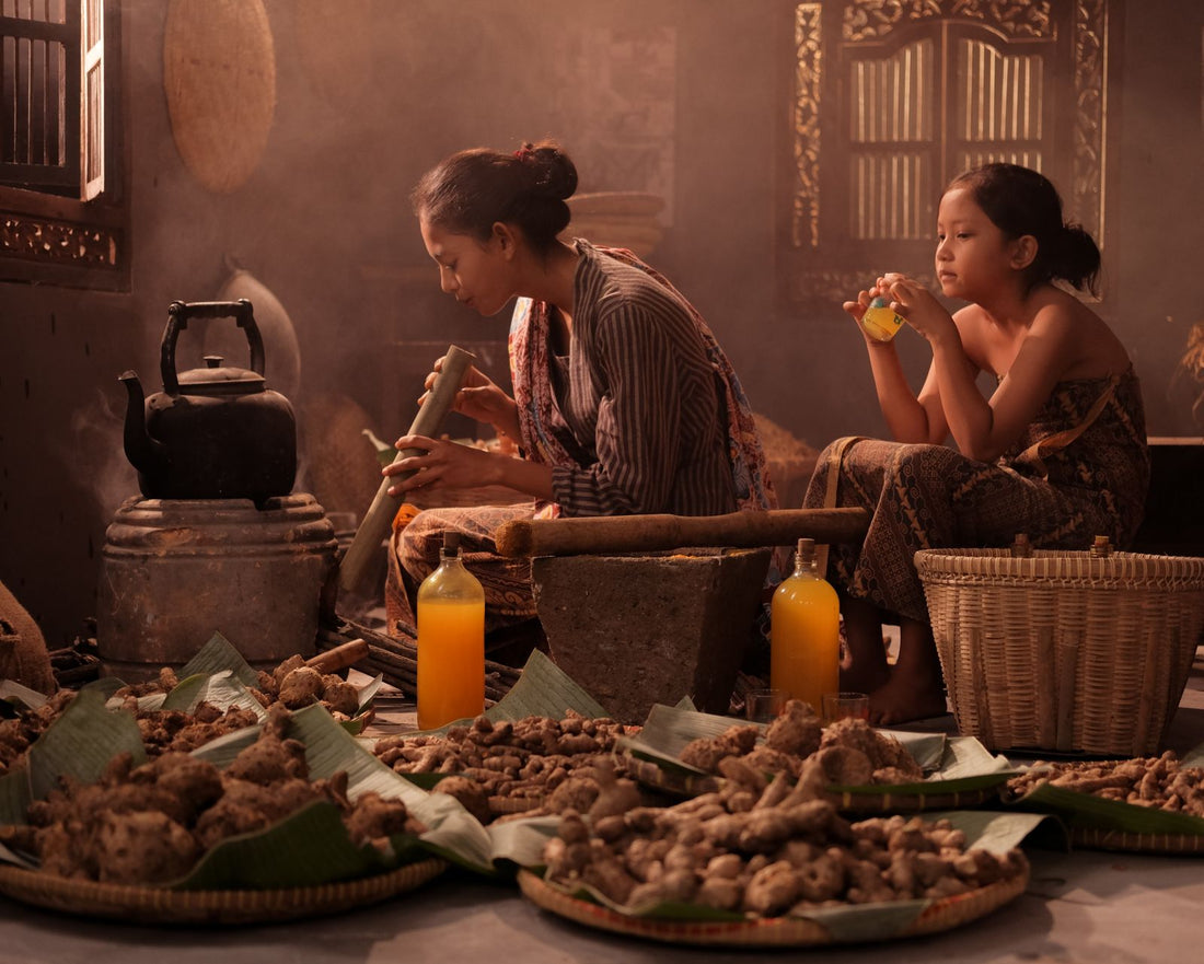 Traditional jamu being prepared in an Indonesian home
