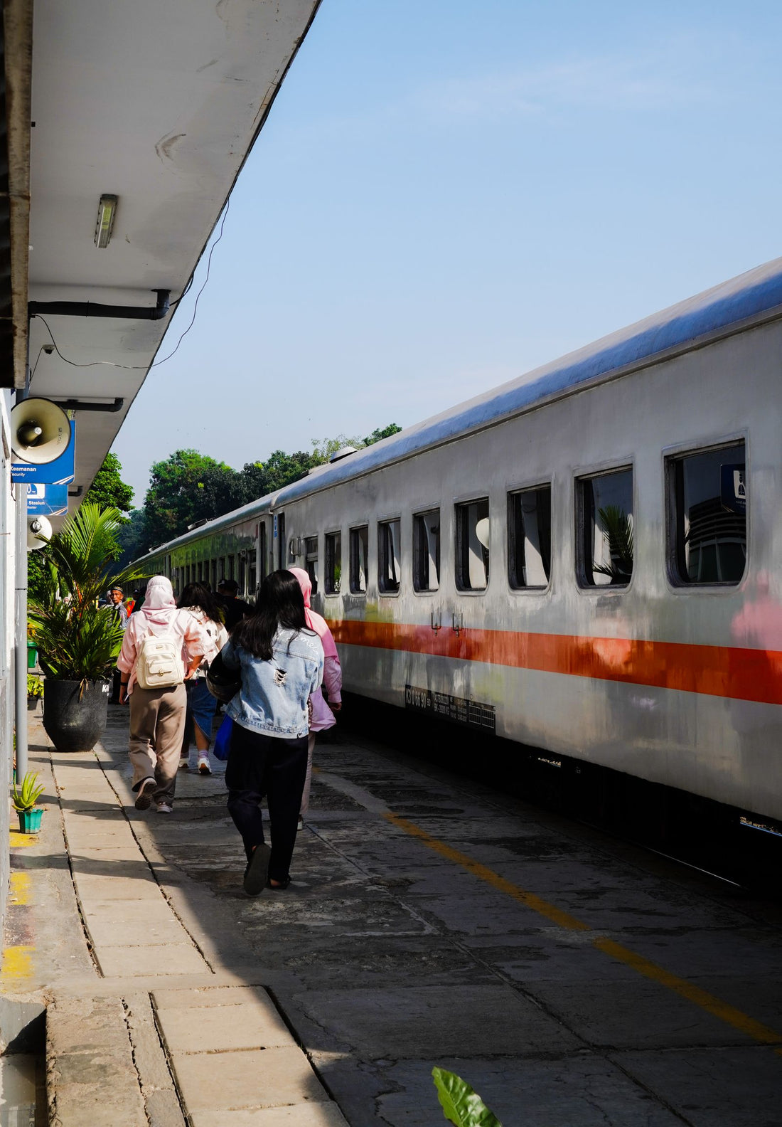 Passengers boarding a train at Bandung station